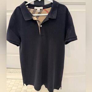 Burberry boys navy Polo Shirt with Burberry Beige Accents